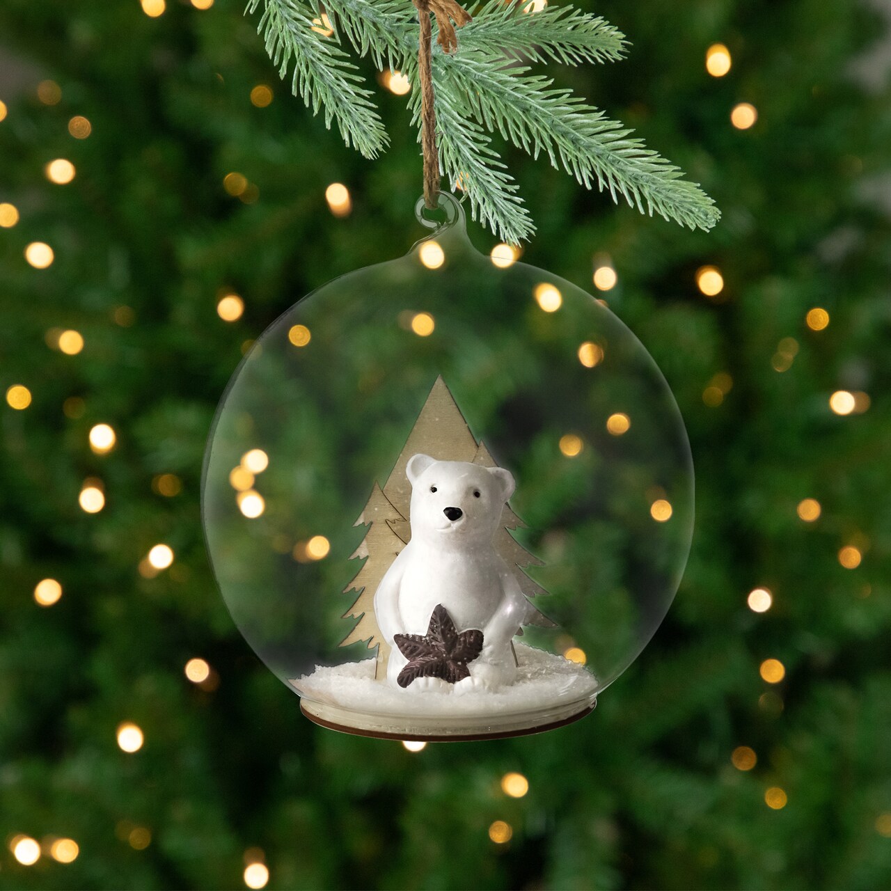 Northlight Polar Bear in Snow Glass Globe Christmas Ornament - 4.75"